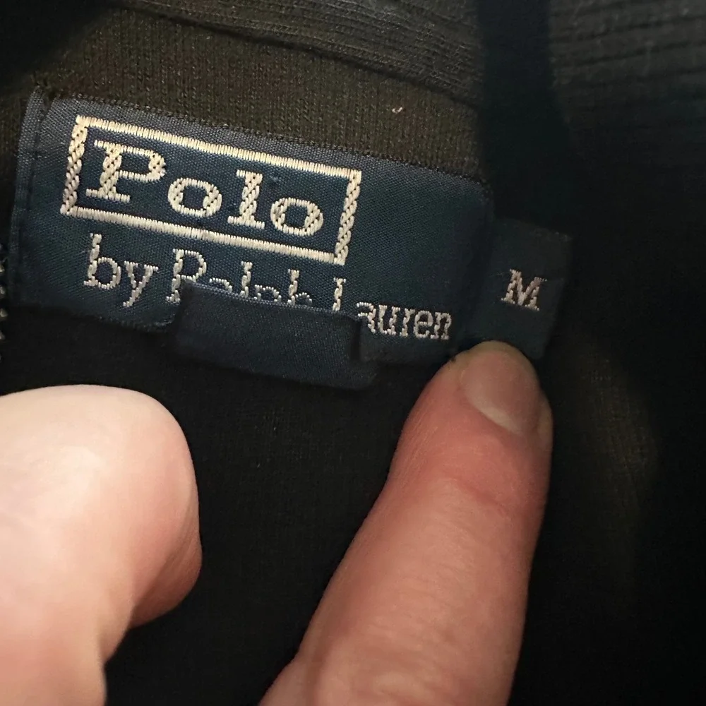 Polo Ralph Lauren Mens‎ Full Zip Ribbed Sweater Black Red Pony Logo Size M